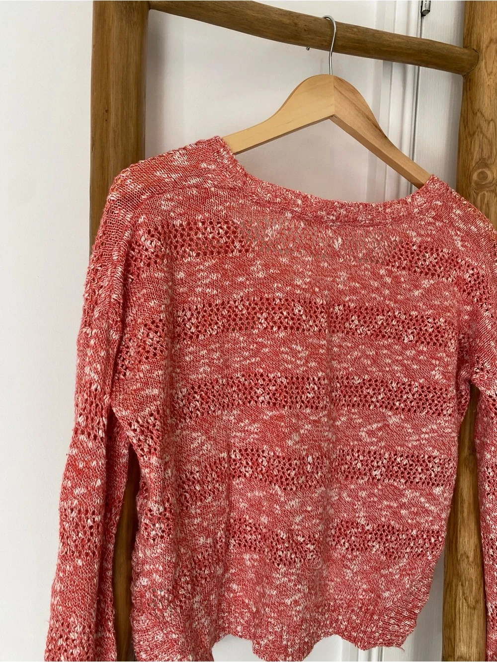 Roxy Breezy Knit Relaxed Lightweight Cropped Coral Sweater Sz XS/S Beachy Spring